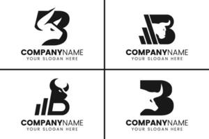 Letter b bull logo design collection vector