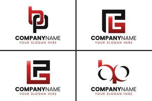 Creative monogram letter bp logo design collection vector