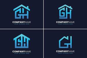 Letter gh house logo design vector