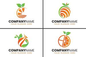 Creative orange minimal logo design collection vector