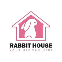 Rabbit House Logo Design. Rabbit in a house design. vector