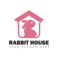 Rabbit House Logo Design. Rabbit in a house design. vector