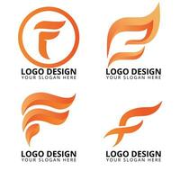 Flame with Letter F Logo Design vector