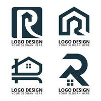 letter R real estate logo design vector