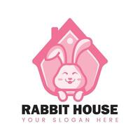 Rabbit House Logo Design. Rabbit in a house design. vector
