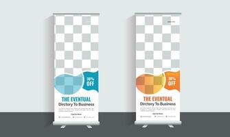 Business Roll Up Banner stand. Presentation concept. Abstract modern roll up background. Vertical roll up template billboard, banner stand or flag design layout. Poster for conference, forum, shop vector