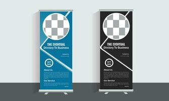 Business Roll Up Banner stand. Presentation concept. Abstract modern roll up background. Vertical roll up template billboard, banner stand or flag design layout. Poster for conference, forum, shop vector