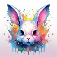 bunny head art illustration on white background photo