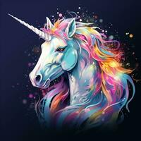 unicorn head colorful art on white background photo