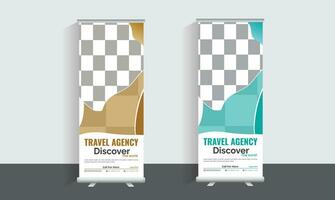 Trevel  Roll Up Banner Template Design vector