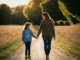 photo of happy family mother and daughter, generative AI