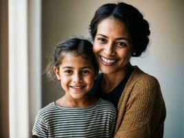 photo of happy family mother and daughter, generative AI