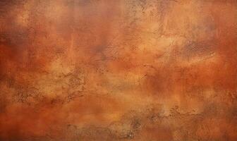 Terra cotta colored Venetian plaster texture applied on a wall. AI Generated photo