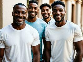 photo of group happy black strong man, generative AI