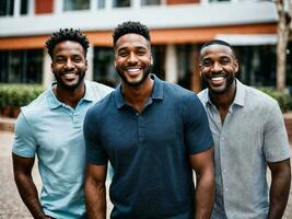 photo of group happy black strong man, generative AI