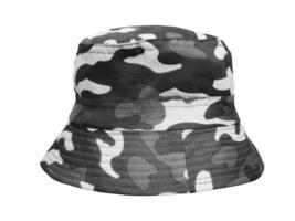 camouflage bucket hat isolated on white photo