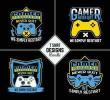 Vintage gaming t shirt design bundle vector