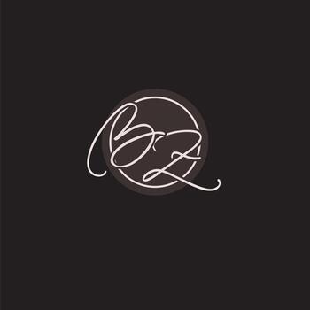 Initials BZ logo monogram with simple circle line style vector