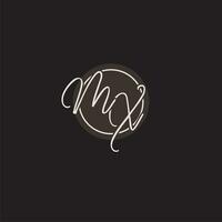 Initials MX logo monogram with simple circle line style vector