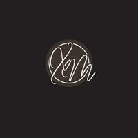 Initials XM logo monogram with simple circle line style vector