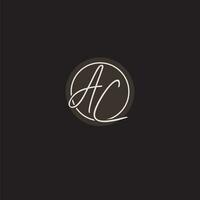 Initials AC logo monogram with simple circle line style vector