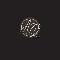 Initials AQ logo monogram with simple circle line style vector