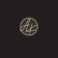 Initials AK logo monogram with simple circle line style vector