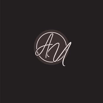 Initials AU logo monogram with simple circle line style vector