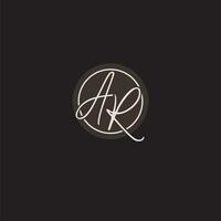 Initials AR logo monogram with simple circle line style vector