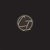 Initials CI logo monogram with simple circle line style vector