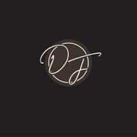Initials DF logo monogram with simple circle line style vector