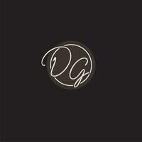 Initials DG logo monogram with simple circle line style vector