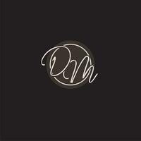 Initials DM logo monogram with simple circle line style vector