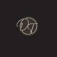 Initials DT logo monogram with simple circle line style vector