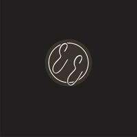 Initials EE logo monogram with simple circle line style vector