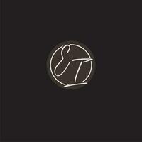 Initials EI logo monogram with simple circle line style vector