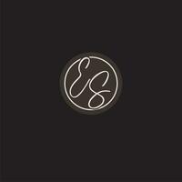 Initials ES logo monogram with simple circle line style vector