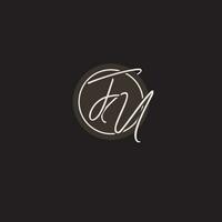 Initials FU logo monogram with simple circle line style vector