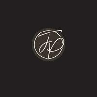 Initials FP logo monogram with simple circle line style vector