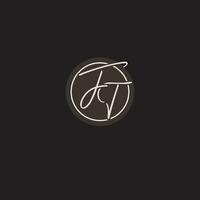 Initials FT logo monogram with simple circle line style vector