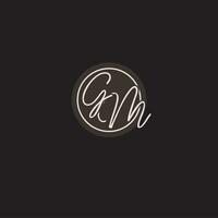 Initials GM logo monogram with simple circle line style vector