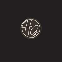 Initials HG logo monogram with simple circle line style vector