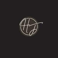 Initials HF logo monogram with simple circle line style vector