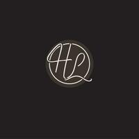 Initials HL logo monogram with simple circle line style vector