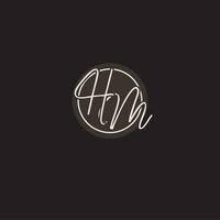 Initials HM logo monogram with simple circle line style vector