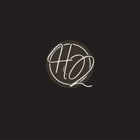 Initials HQ logo monogram with simple circle line style vector