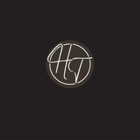 Initials HT logo monogram with simple circle line style vector