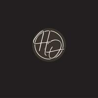Initials HO logo monogram with simple circle line style vector