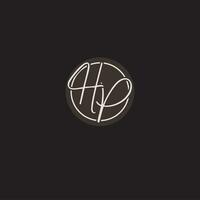 Initials HP logo monogram with simple circle line style vector