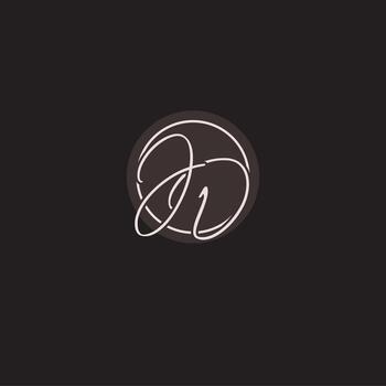 Initials JD logo monogram with simple circle line style vector